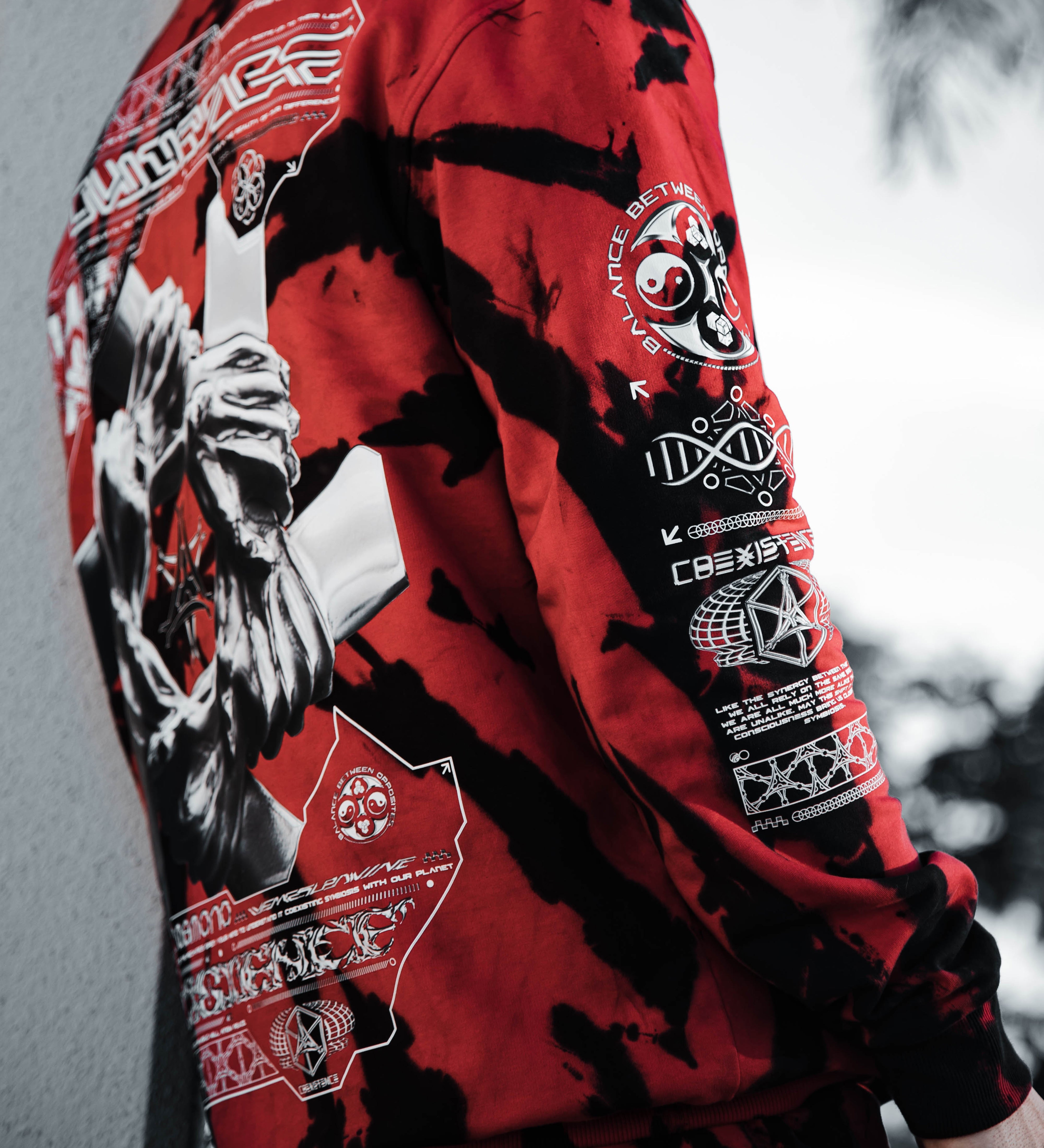 COEXIST V1 • RED SWIRL • Premium Tie-Dye Hoodie Hoodie