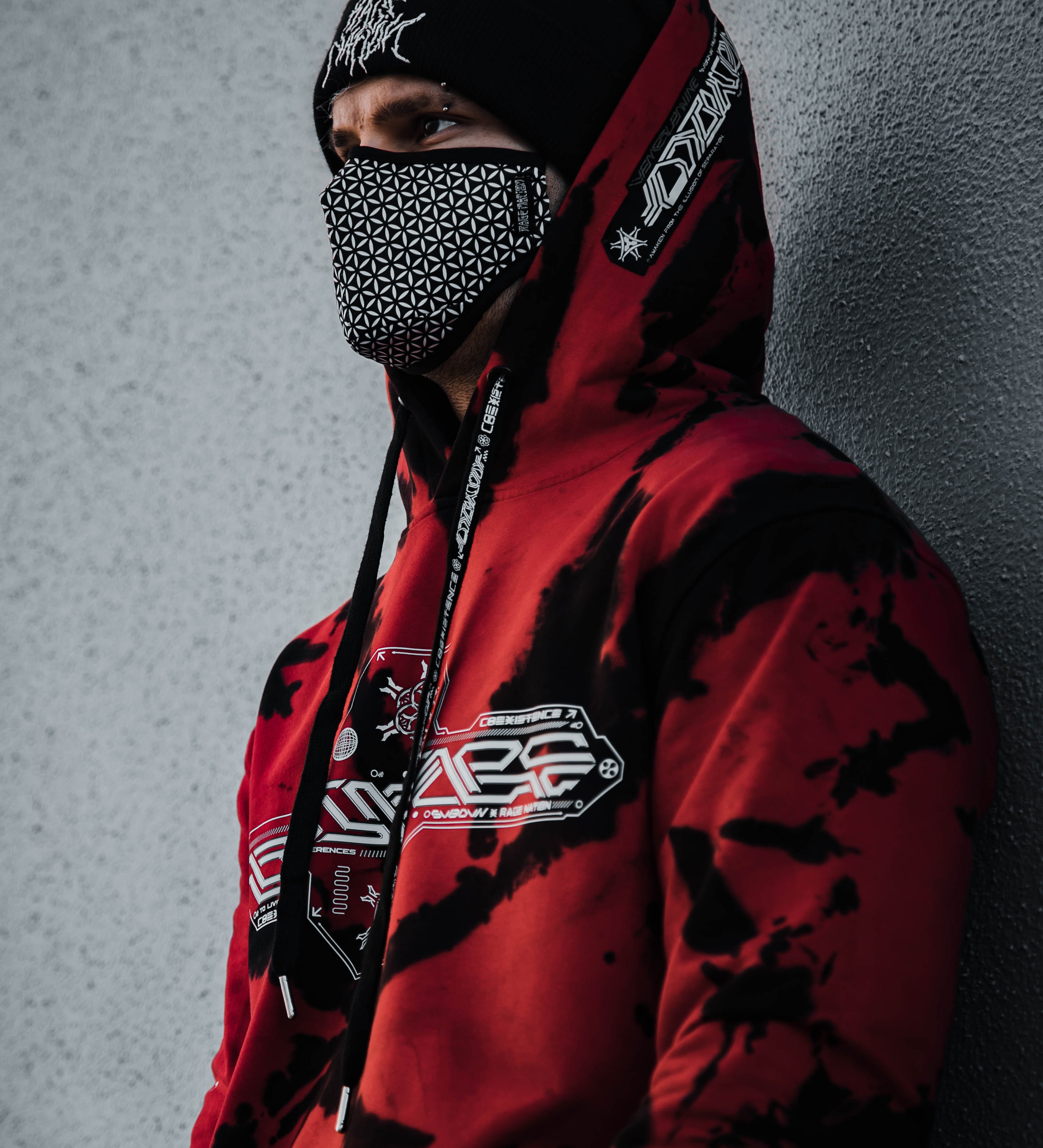 COEXIST V1 • RED SWIRL • Premium Tie-Dye Hoodie Hoodie