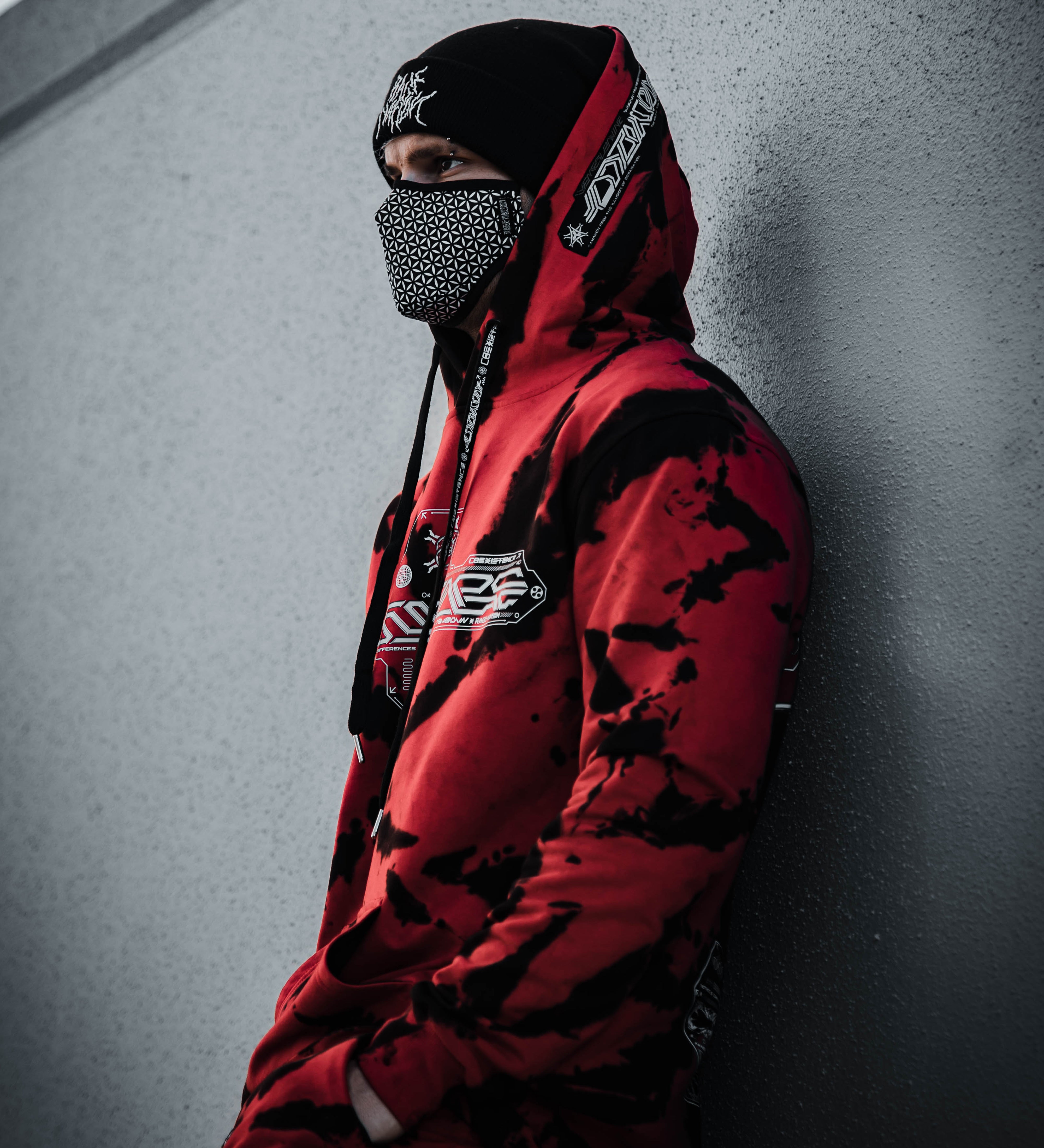 COEXIST V1 • RED SWIRL • Premium Tie-Dye Hoodie Hoodie