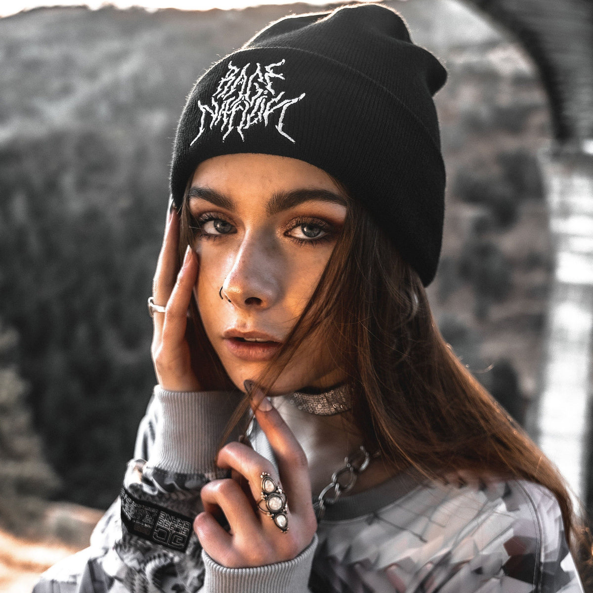 END THE HATE V1 • Metal Logo Knit Beanie Beanie