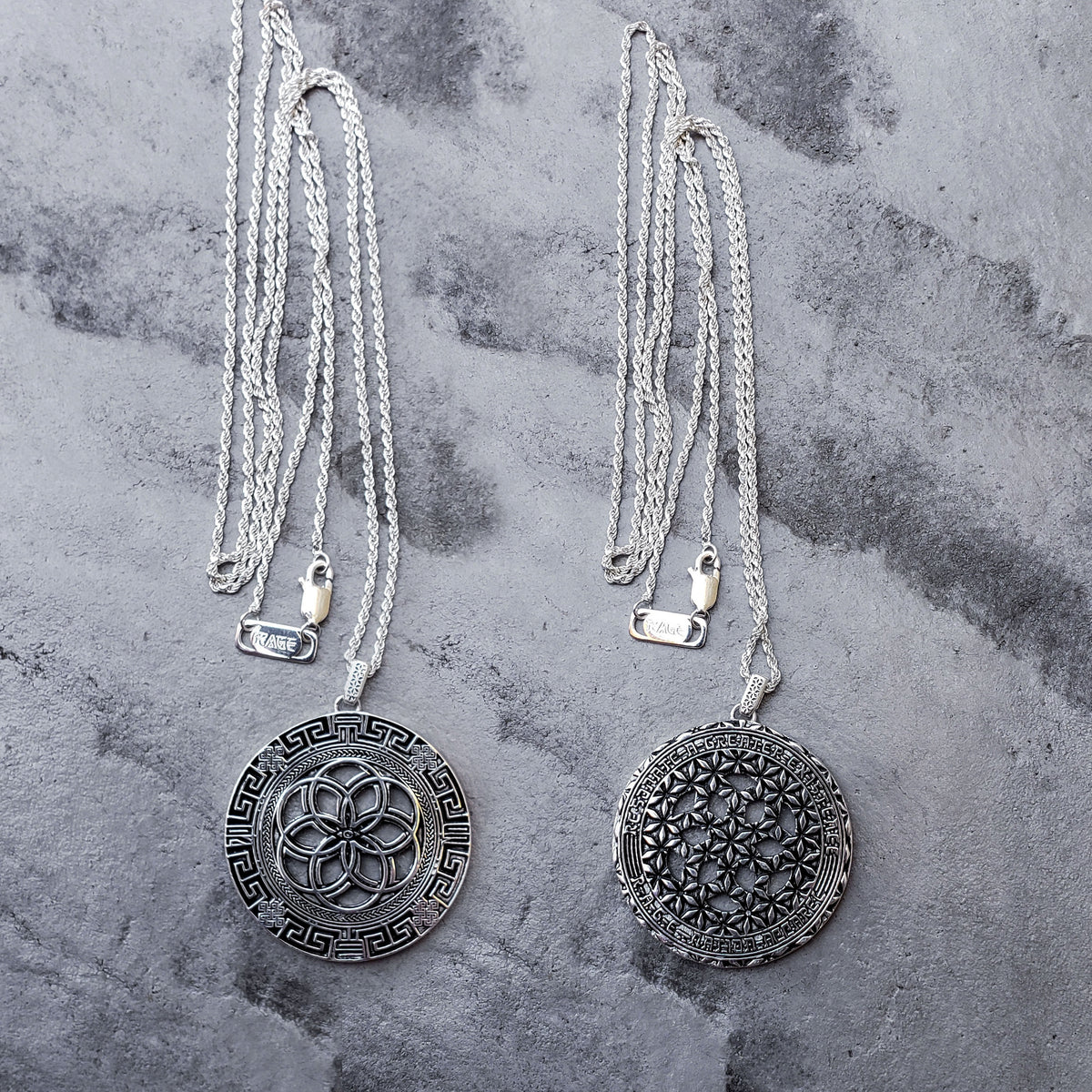 ANTIQUE SILVER • 925 Sterling Silver Geometric Amulet Jewelry