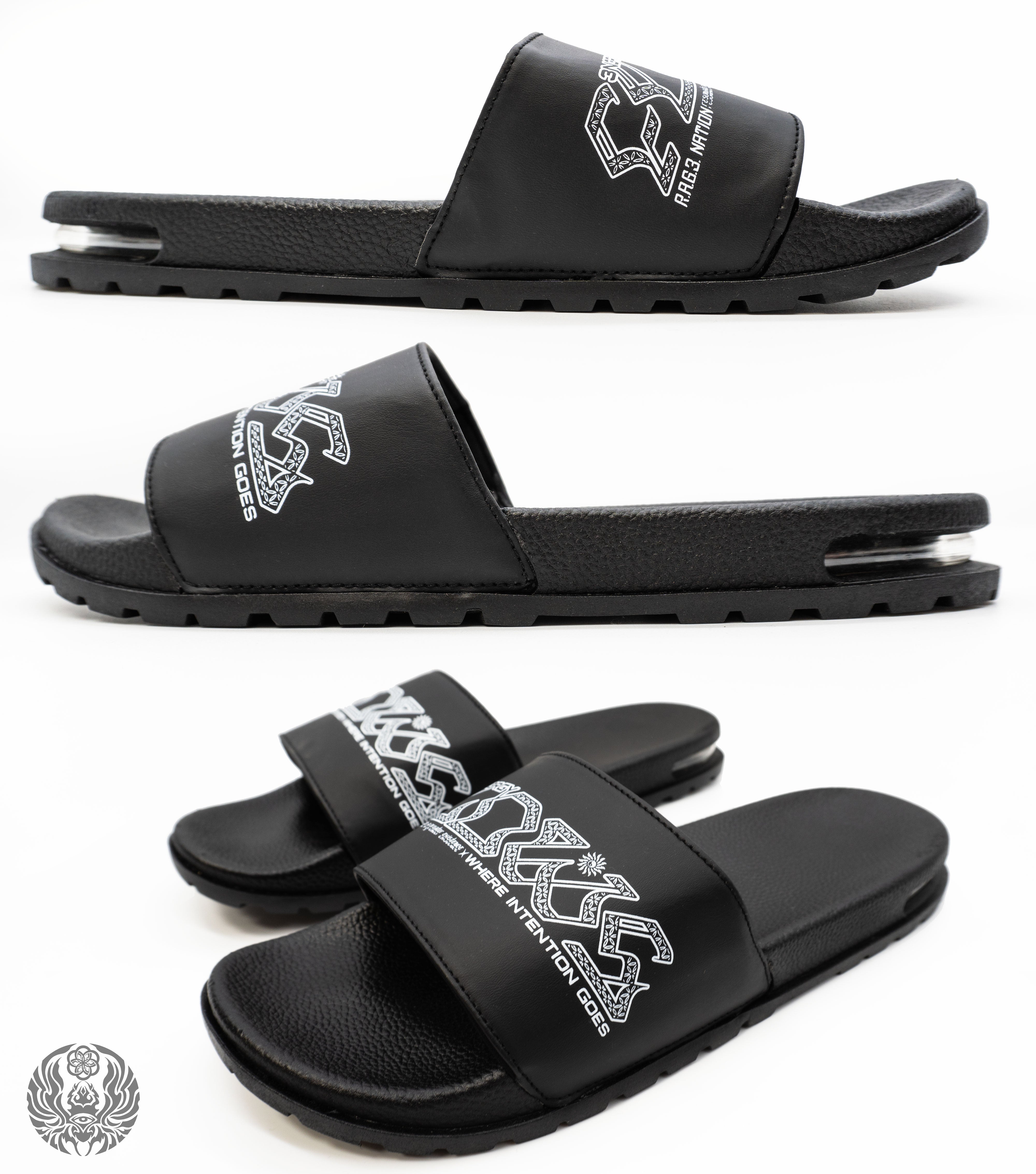 HARMONY HEALS • Cushioned Faux-Leather Slides Slides
