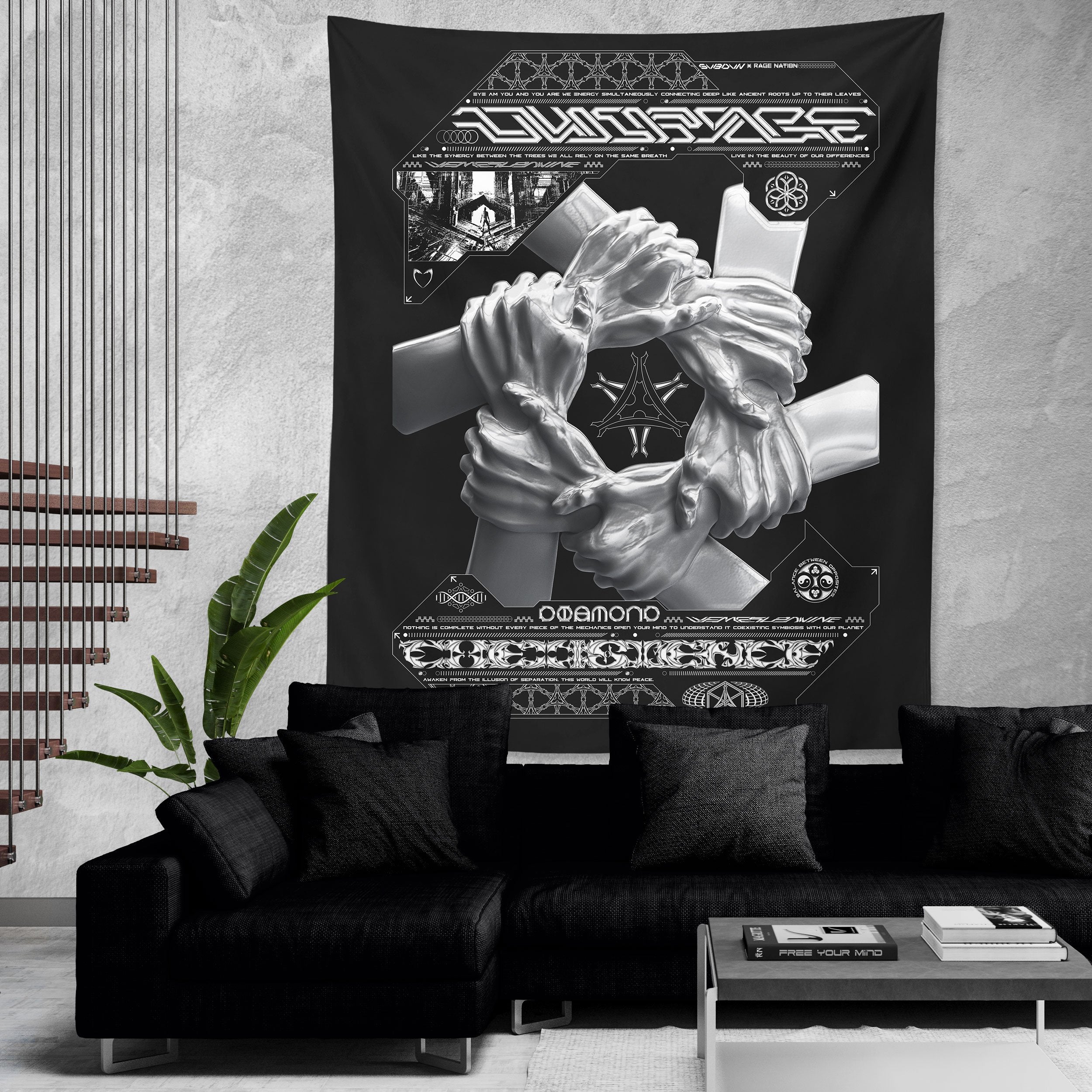 COEXIST V1 • SVBDVN • RAGE NATION • Wall Tapestry Tapestry