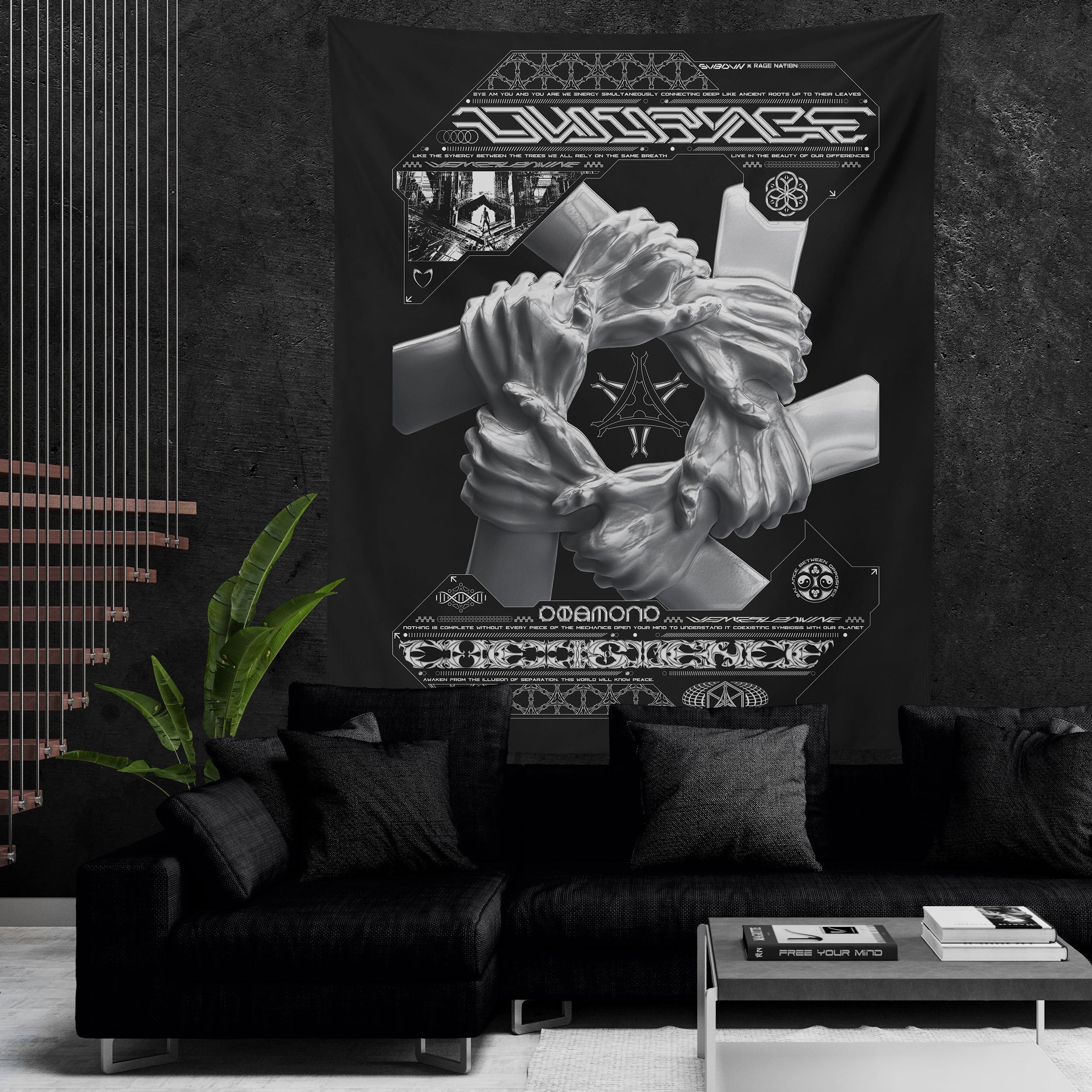 COEXIST V1 • SVBDVN • RAGE NATION • Wall Tapestry Tapestry