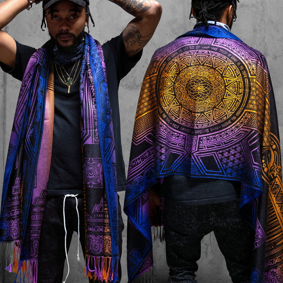 TRANSCENDENCE • SUNSET • GROKKO • Reversible Festival Shawl/Scarf Shawls