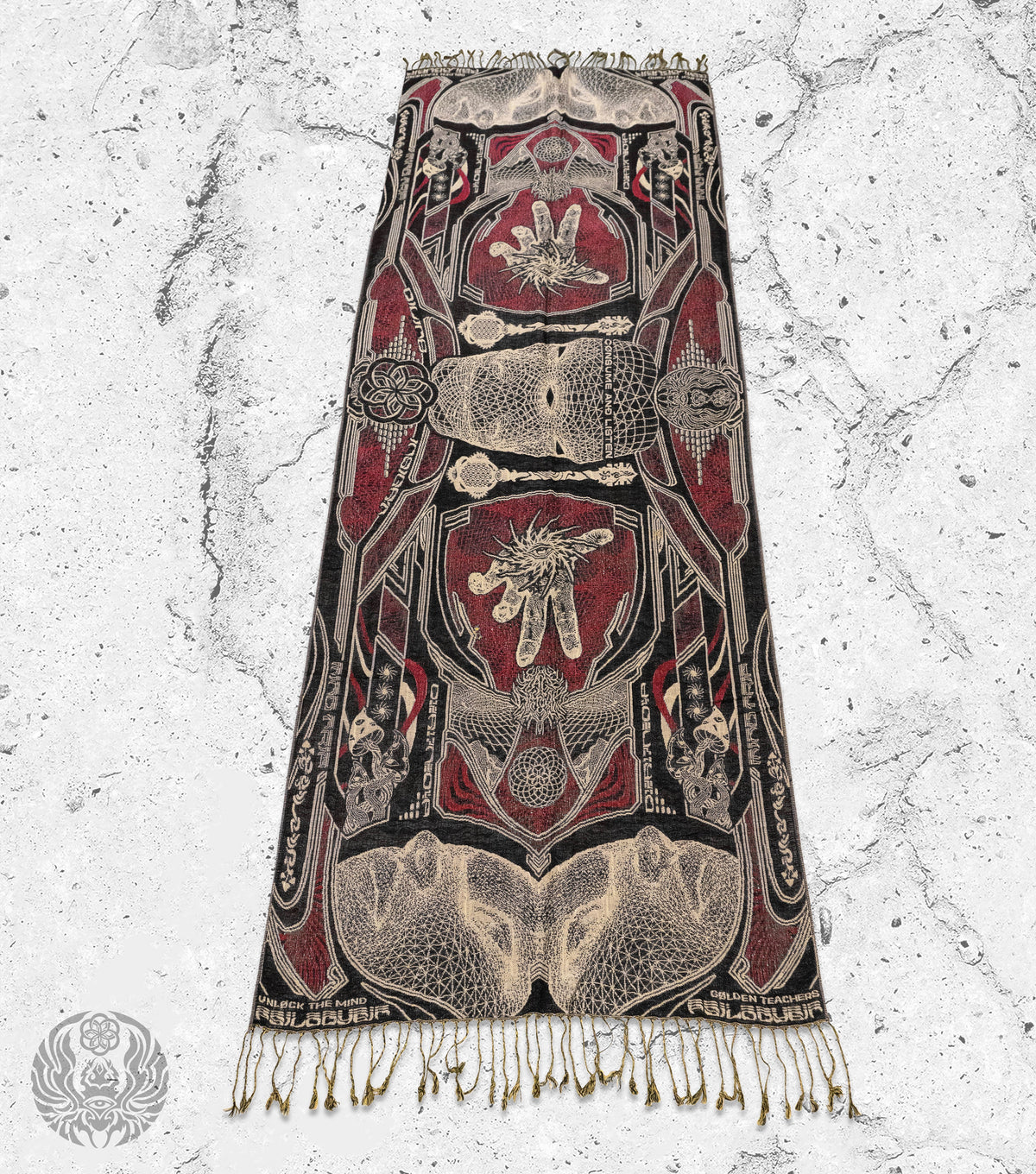 GOLDEN TEACHERS V2 • 𓍊𓋼𓍊 • CRIMSON • Festival Shawl/Scarf Shawl