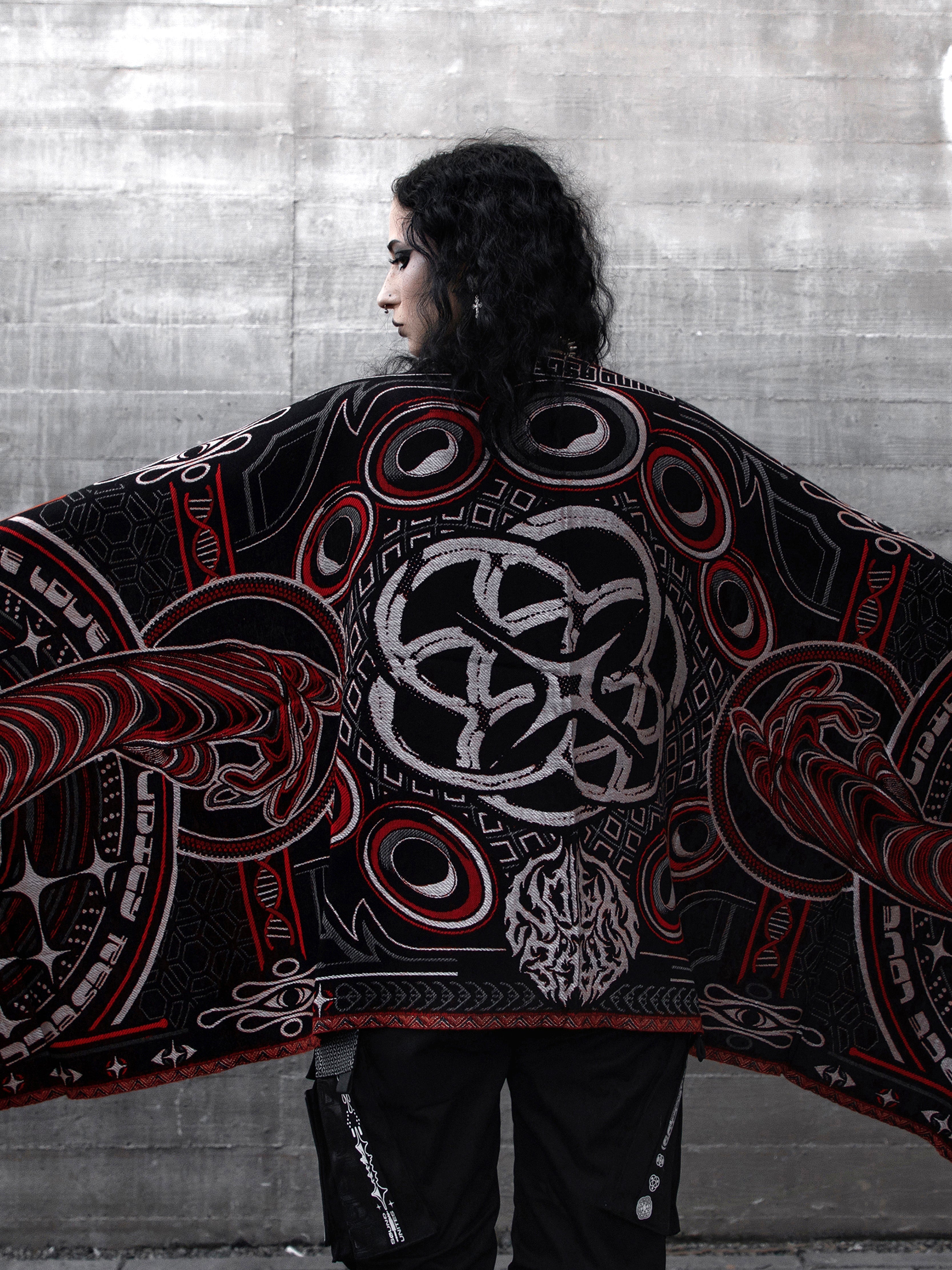 THE RAVE ✦ Black/Red Double-Layered Shawl Shawls 