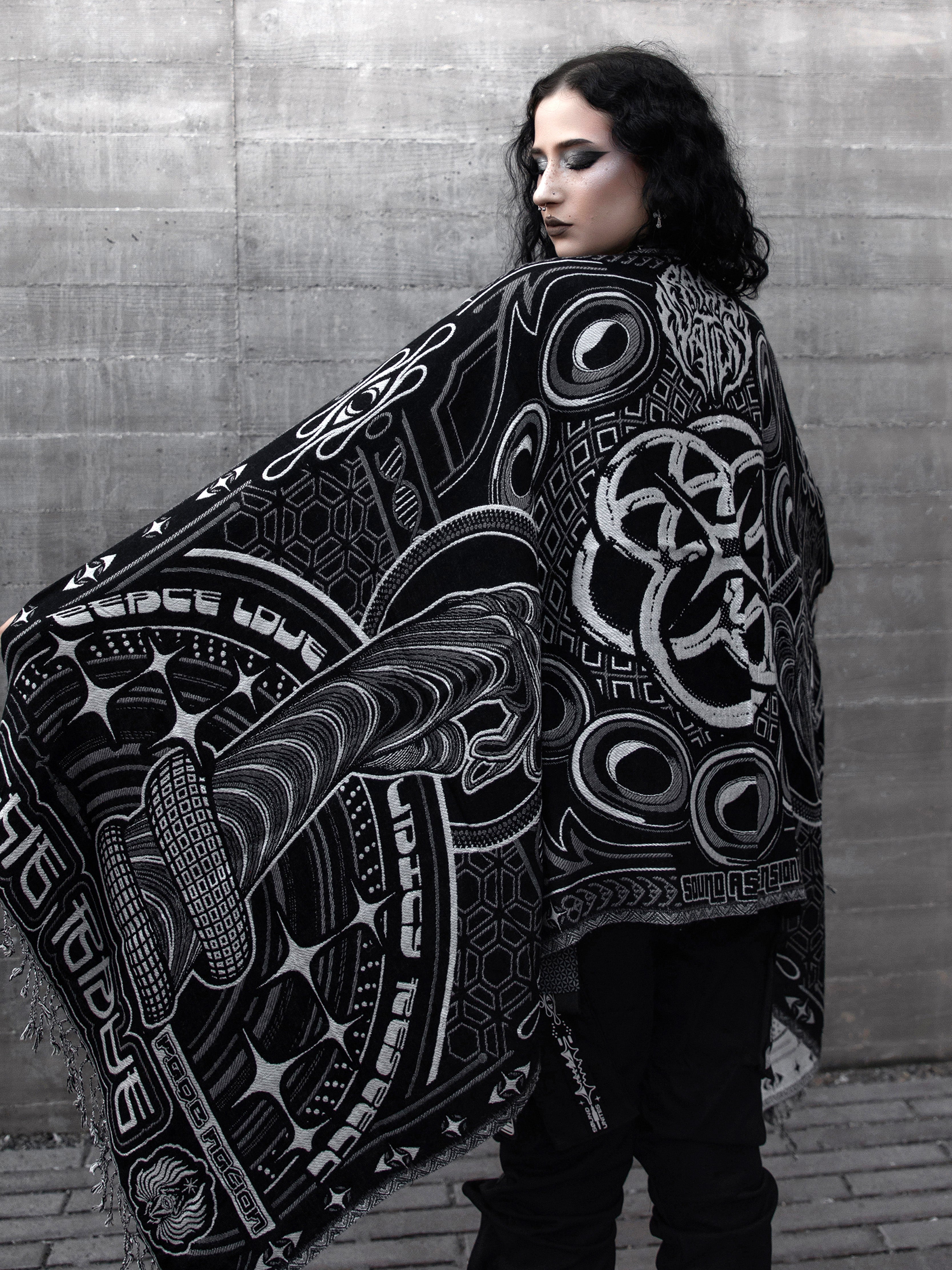 THE RAVE ✦ Black/Grey Double-Layered Shawl Shawls 