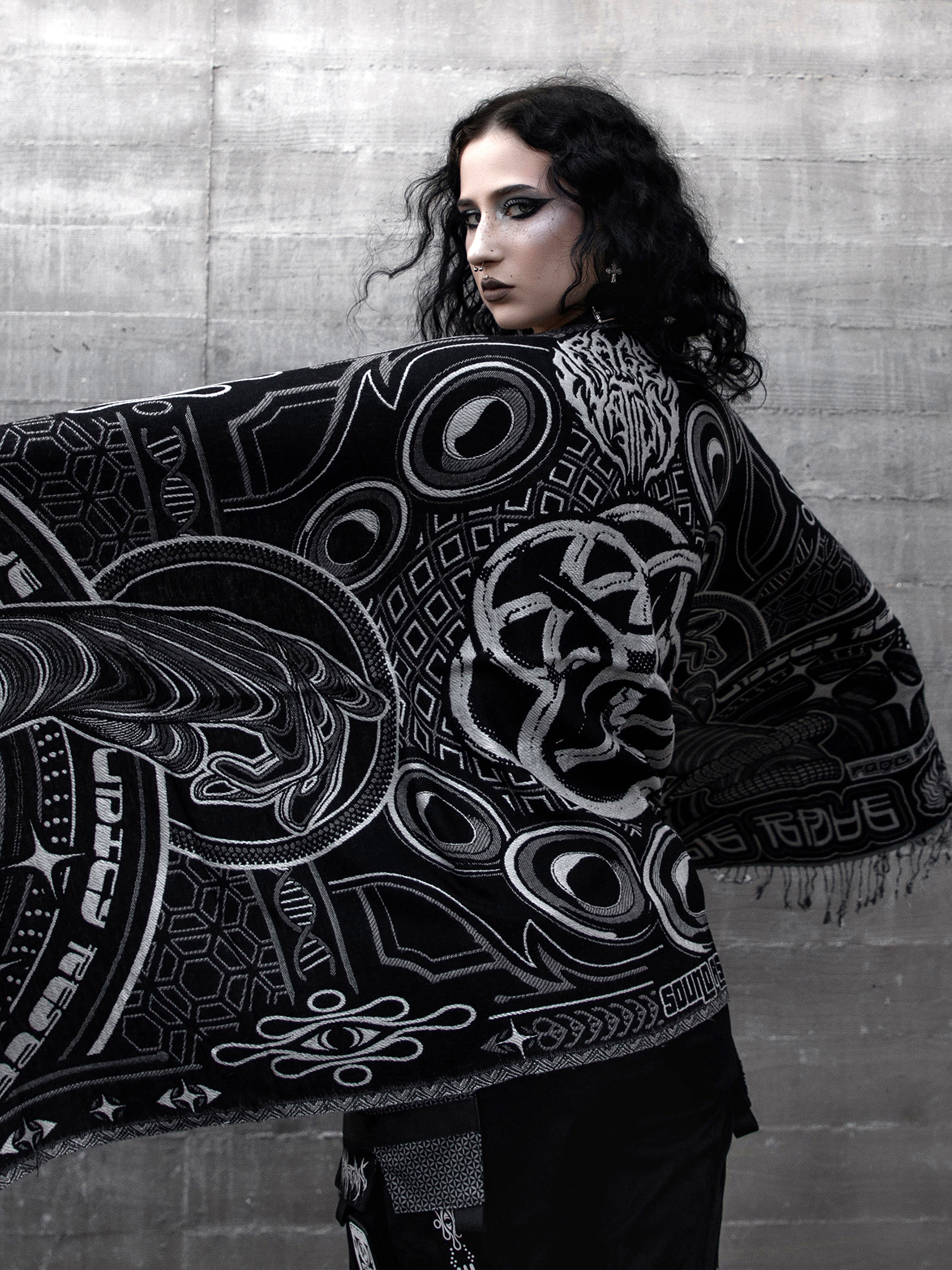 THE RAVE ✦ Black/Grey Double-Layered Shawl Shawls 