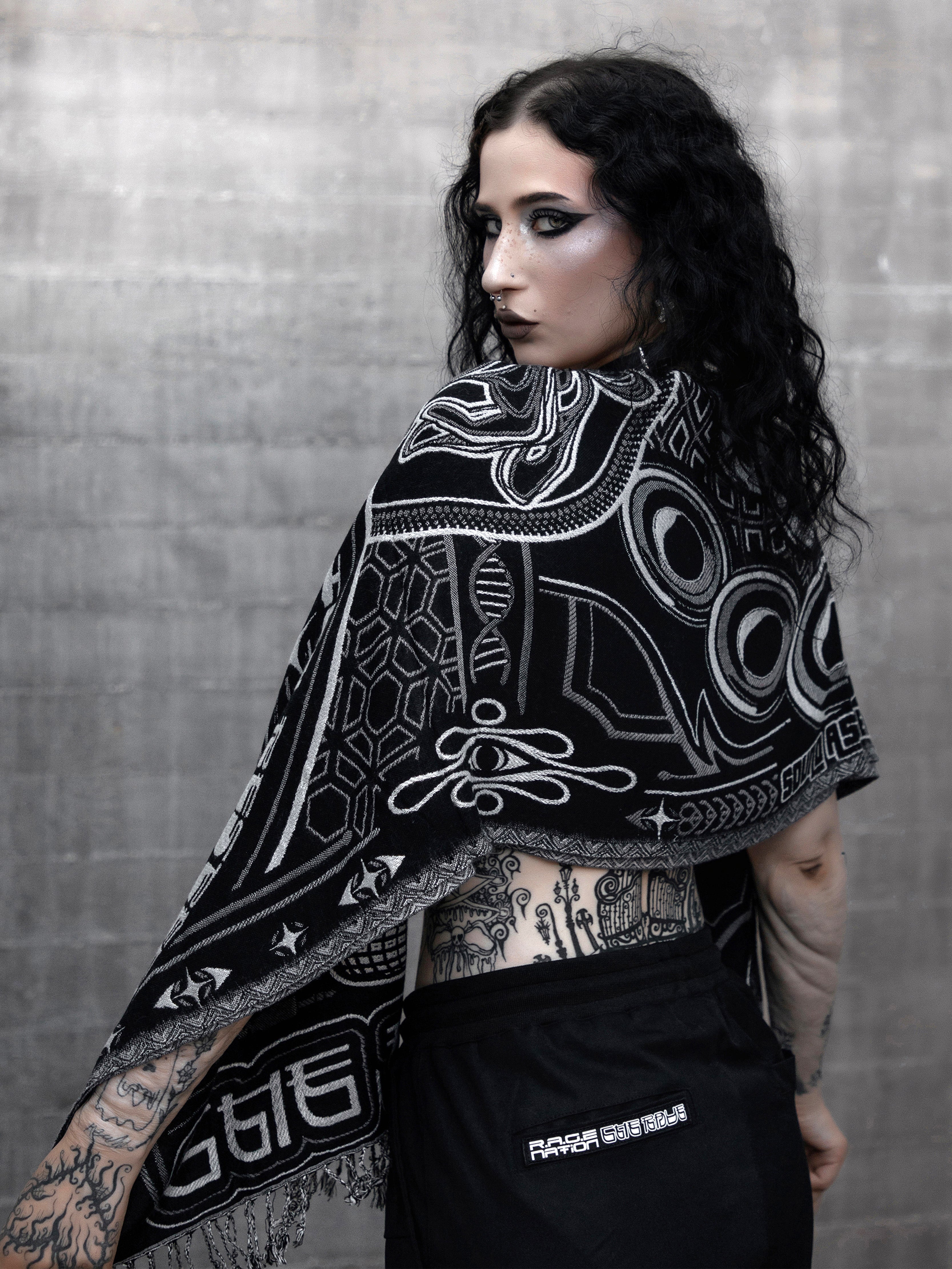 THE RAVE ✦ Black/Grey Double-Layered Shawl Shawls 