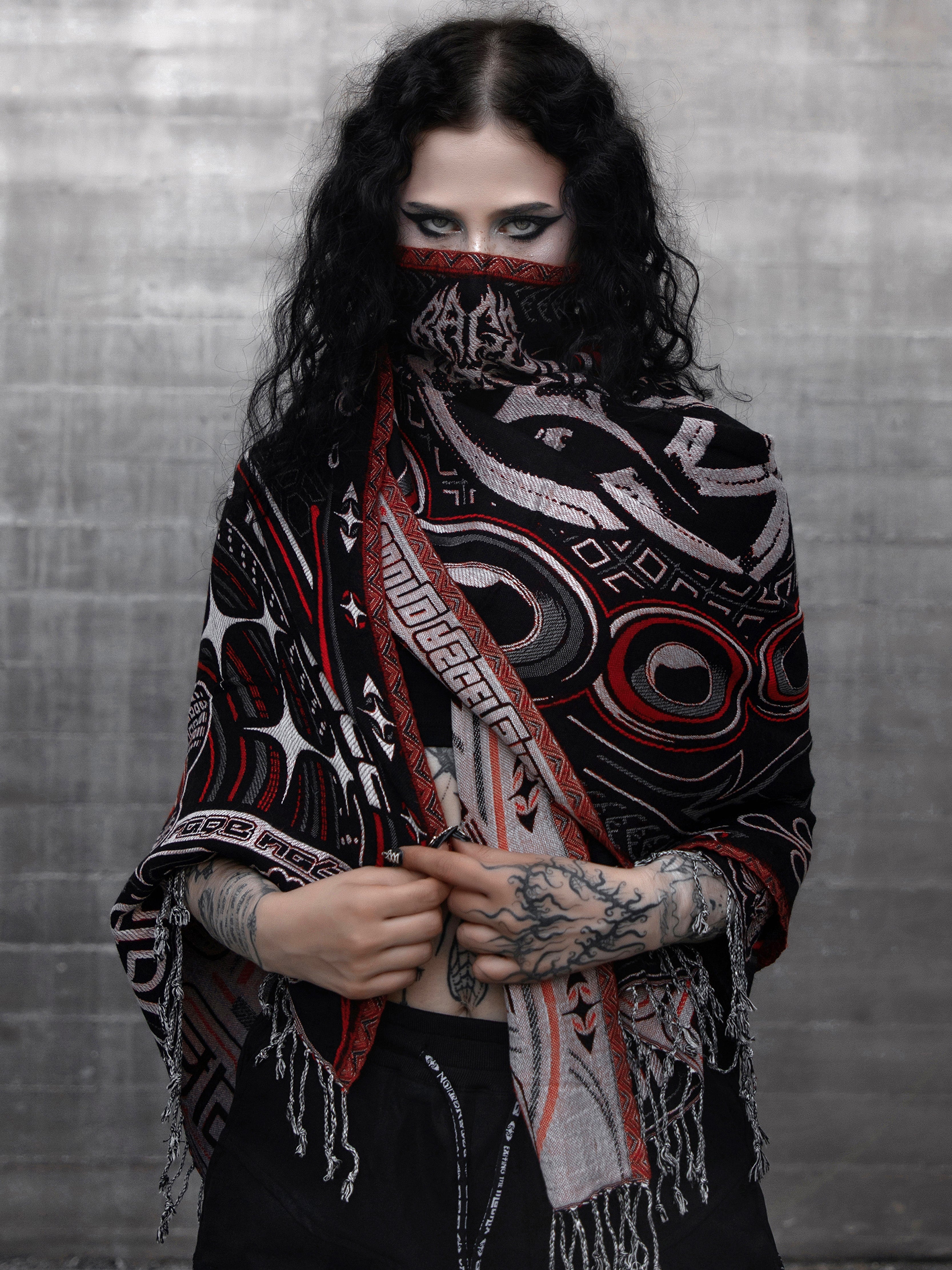 THE RAVE ✦ Black/Red Double-Layered Shawl Shawls 