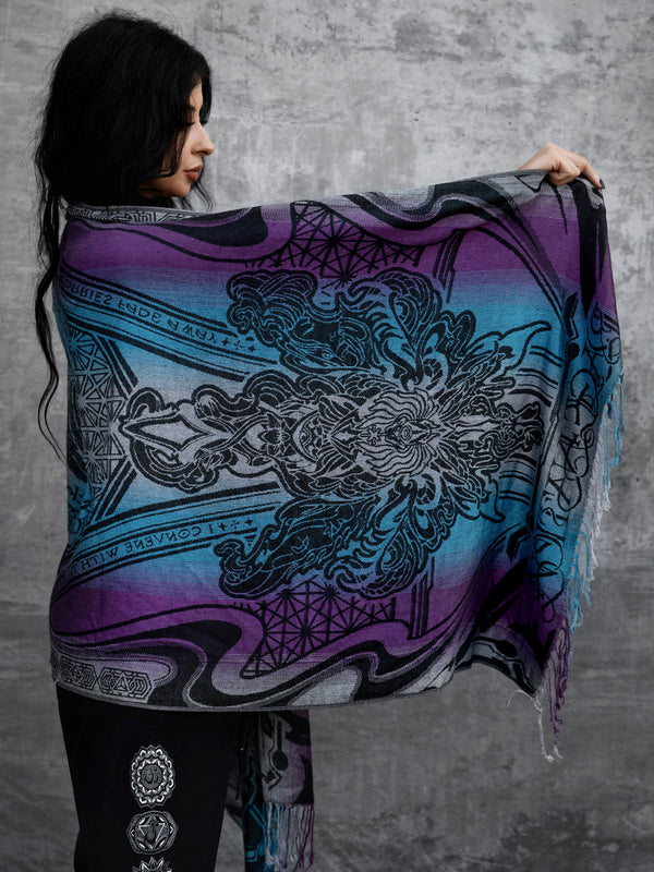 RESTOCKED ✦ CONVENE WITH THE ELEMENTS ✦ Amethyst Gradient ✦ Festival Shawl Shawls 