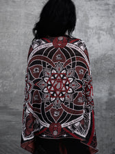RESTOCKED ✦ HARMONY HEALS • UV REACTIVE RED • Festival Shawl/Scarf Shawl 