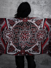 RESTOCKED ✦ HARMONY HEALS • UV REACTIVE RED • Festival Shawl/Scarf Shawl 