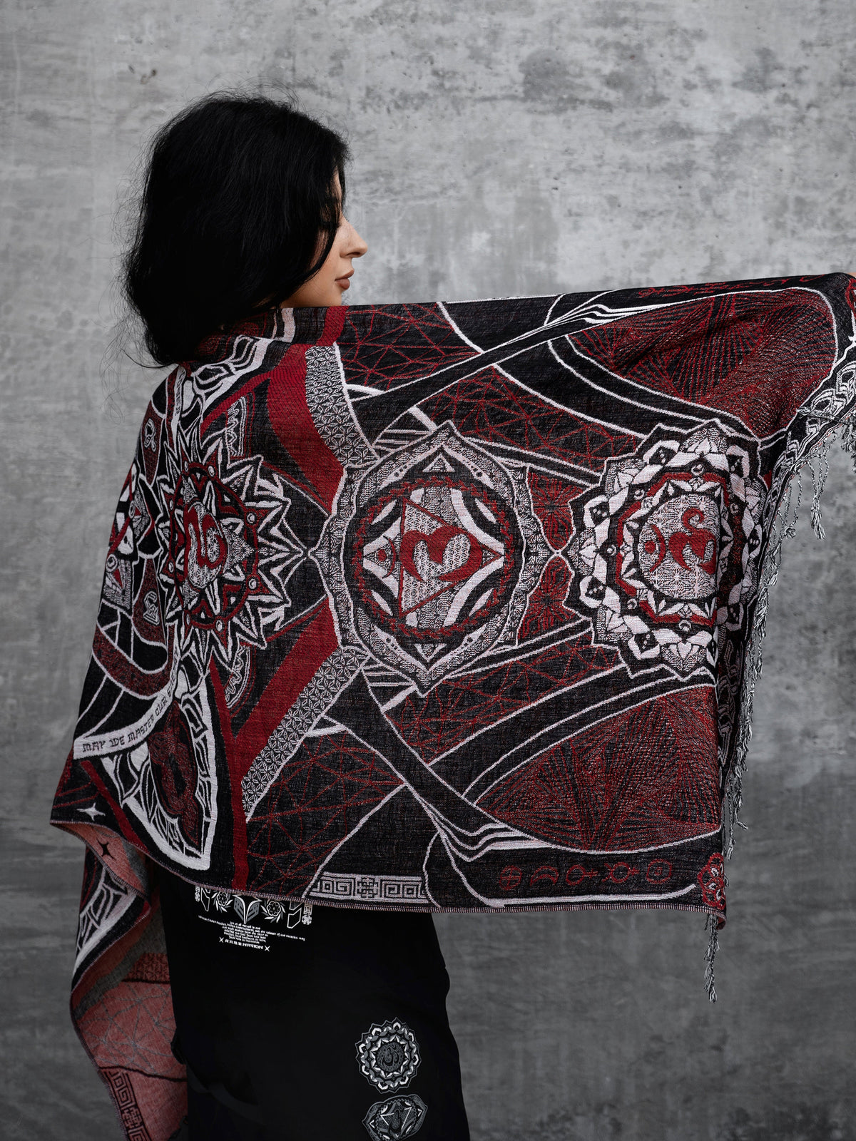 RESTOCKED ✦ HARMONY HEALS • UV REACTIVE RED • Festival Shawl/Scarf Shawl 