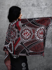 RESTOCKED ✦ HARMONY HEALS • UV REACTIVE RED • Festival Shawl/Scarf Shawl 