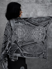 HARMONY HEALS • UV REACTIVE SILVER • Festival Shawl/Scarf Shawl 