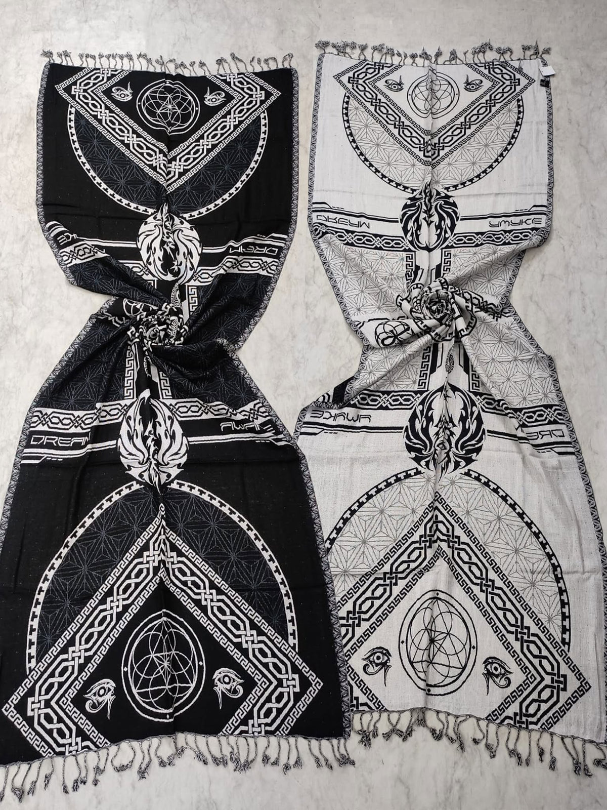 DREAM AWAKE V2 • BLACK/WHITE • Anniversary Reversible Festival Shaw Shawls 