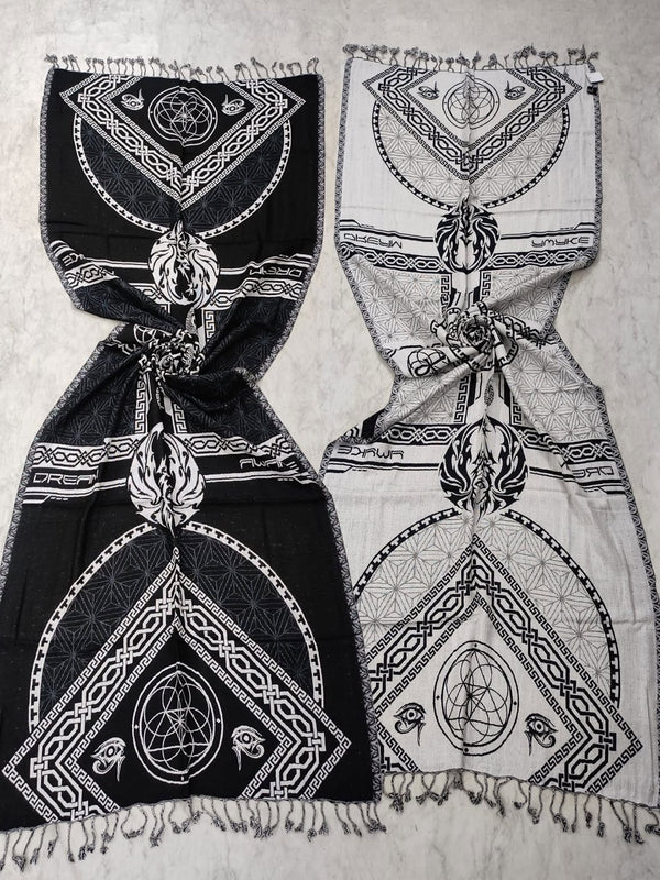 DREAM AWAKE V2 • BLACK/WHITE • Anniversary Reversible Festival Shaw Shawls 