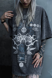 KEYS TO BECOMING ✦ Purple Iridescent + Reflective Ink ✦ Oversized Acidwash T-shirt T-Shirt 