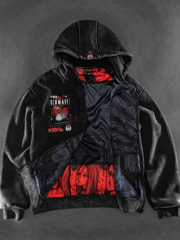 OFFICIAL UZUMAKI ✦ SPIRAL OBSESSION ✦ Acidwash Zip-up Hoodie Hoodie 