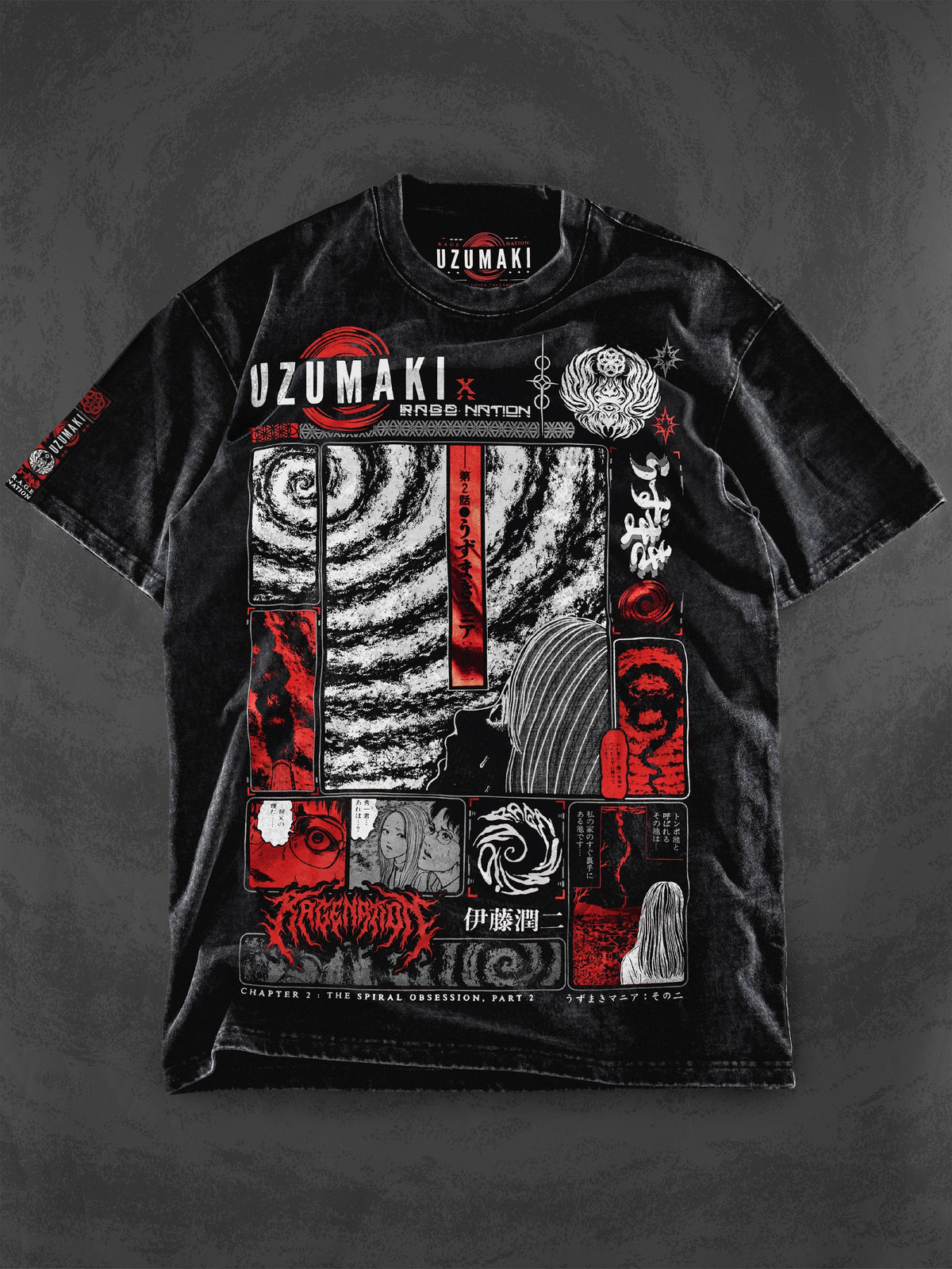 OFFICIAL UZUMAKI ✦ SPIRAL OBSESSION ✦ Acidwash Collectible Tee T-Shirt 
