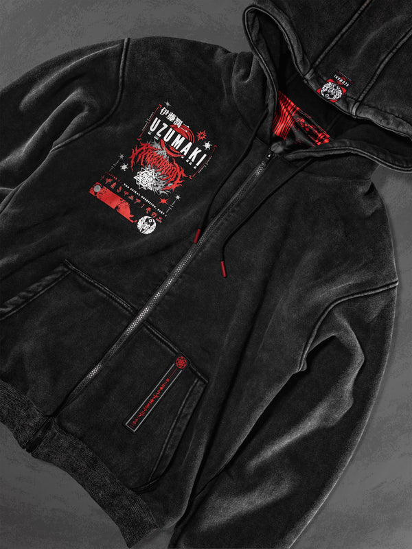 OFFICIAL UZUMAKI ✦ SPIRAL OBSESSION ✦ Acidwash Zip-up Hoodie Hoodie 