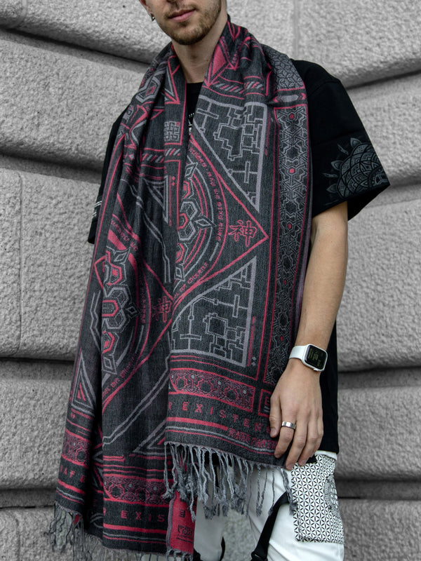DHARMA V2 • Grey/Red • Festival Shawl/Scarf Shawls 