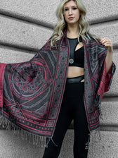 DHARMA V2 • Grey/Red • Festival Shawl/Scarf Shawls 
