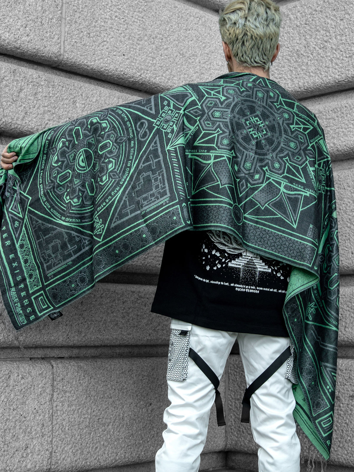 DHARMA V2 • Grey/Mint • AR Activated/UV Reactive • Festival Shawl/Scarf Shawls 
