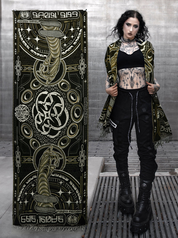 NEW DROP ✦ THE RAVE ✦ Black/Gold Double-Layered Shawl Shawls 