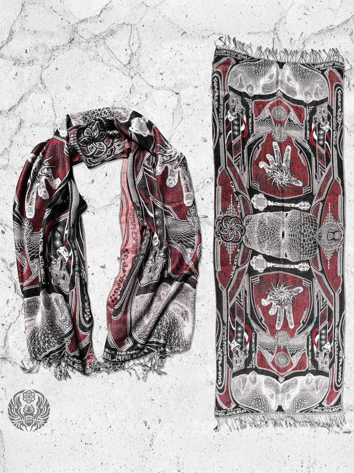 RESTOCKED ✦ GOLDEN TEACHERS V1 • RUBY • UV-Reactive Festival Shawl/Scarf Shawl 