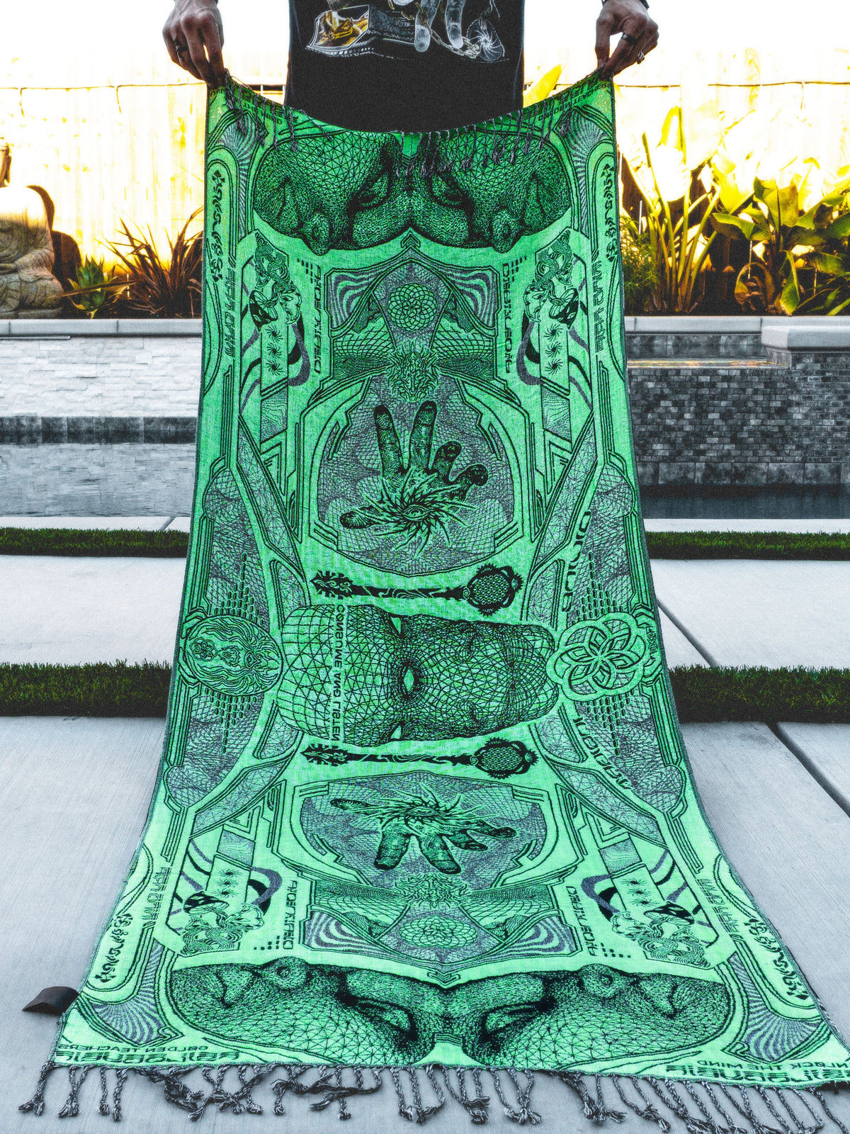 RESTOCKED ✦ GOLDEN TEACHERS V1 • UV GREEN • Festival Shawl/Scarf Shawl 