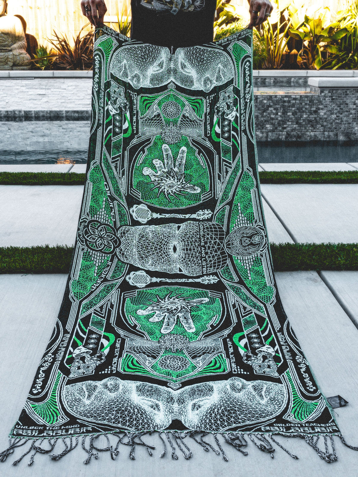 RESTOCKED ✦ GOLDEN TEACHERS V1 • UV GREEN • Festival Shawl/Scarf Shawl 