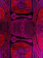 RESTOCKED ✦ GOLDEN TEACHERS V1 • RUBY • UV-Reactive Festival Shawl/Scarf Shawl 