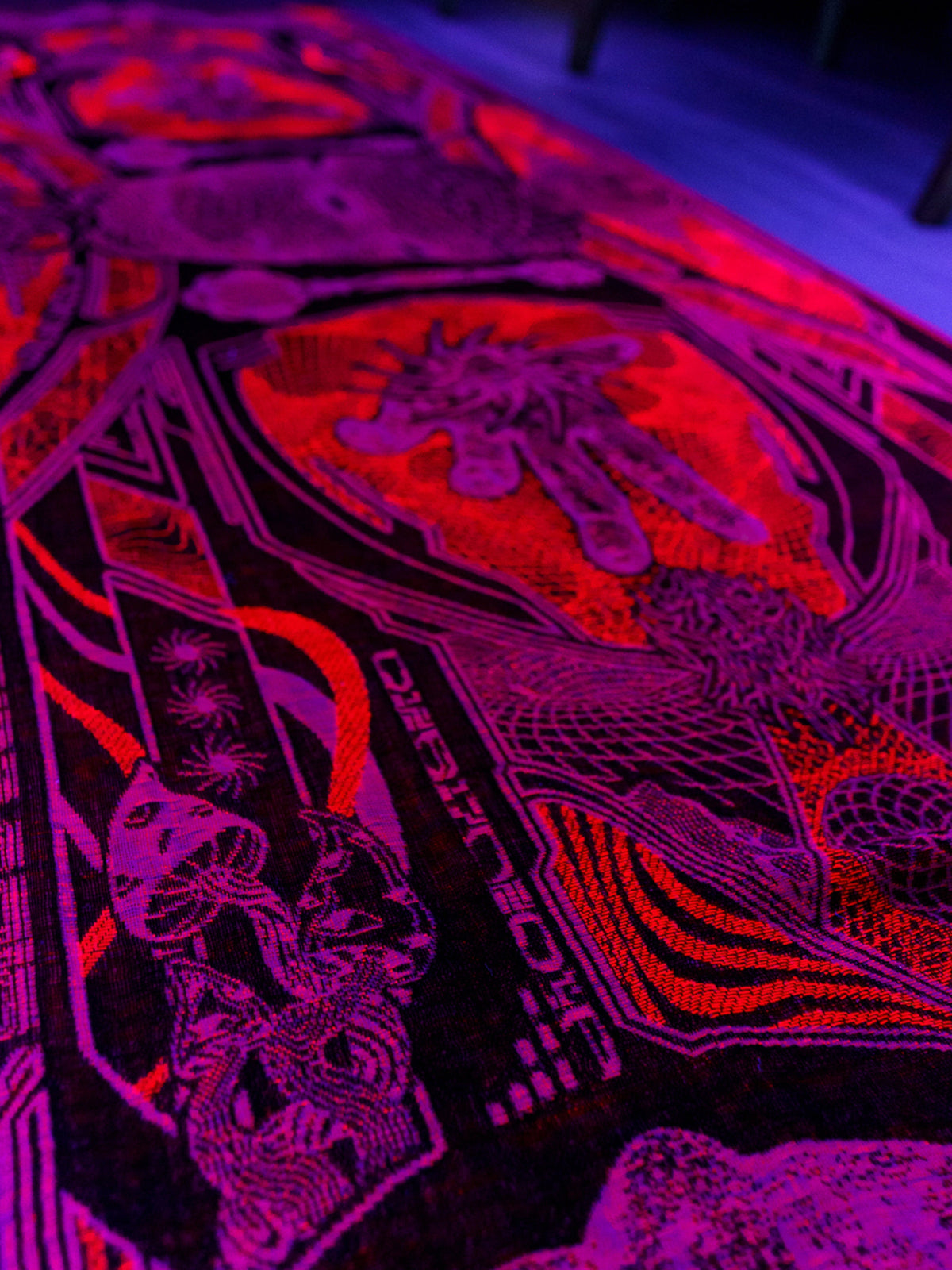 RESTOCKED ✦ GOLDEN TEACHERS V1 • RUBY • UV-Reactive Festival Shawl/Scarf Shawl 