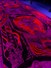 RESTOCKED ✦ GOLDEN TEACHERS V1 • RUBY • UV-Reactive Festival Shawl/Scarf Shawl 
