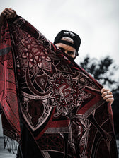 RESTOCKED ✦ HARMONY HEALS • UV REACTIVE RED • Festival Shawl/Scarf Shawl 