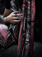 RESTOCKED ✦ HARMONY HEALS • UV REACTIVE RED • Festival Shawl/Scarf Shawl 
