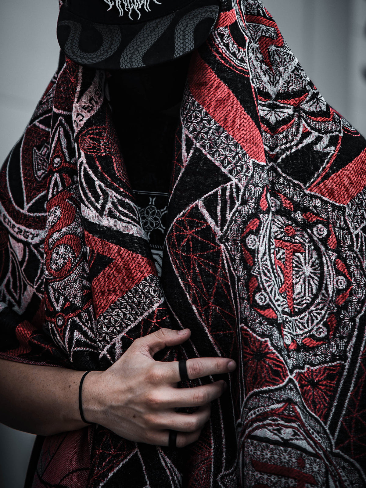 RESTOCKED ✦ HARMONY HEALS • UV REACTIVE RED • Festival Shawl/Scarf Shawl 