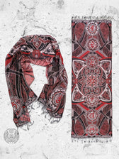 RESTOCKED ✦ HARMONY HEALS • UV REACTIVE RED • Festival Shawl/Scarf Shawl 