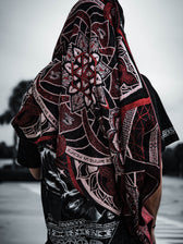 RESTOCKED ✦ HARMONY HEALS • UV REACTIVE RED • Festival Shawl/Scarf Shawl 