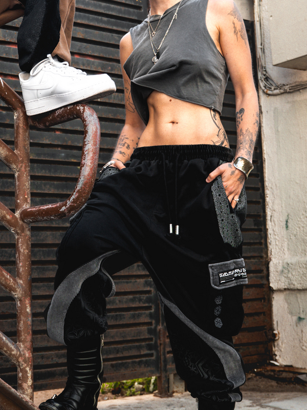 GEOMETRY OF BEING ✦ Black/Gray ✦ Corduroy Flow Joggers