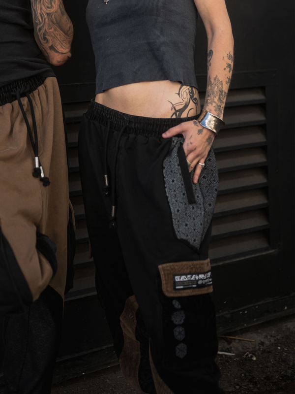 GEOMETRY OF BEING ✦ Tan/Black ✦ Corduroy Flow Joggers