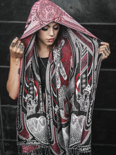 GOLDEN TEACHERS V1 • RUBY • UV-Reactive Festival Shawl/Scarf Shawl 