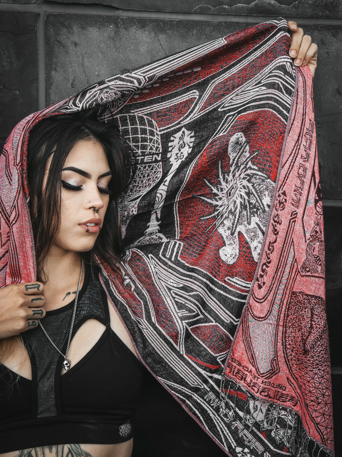 GOLDEN TEACHERS V1 • RUBY • UV-Reactive Festival Shawl/Scarf Shawl 