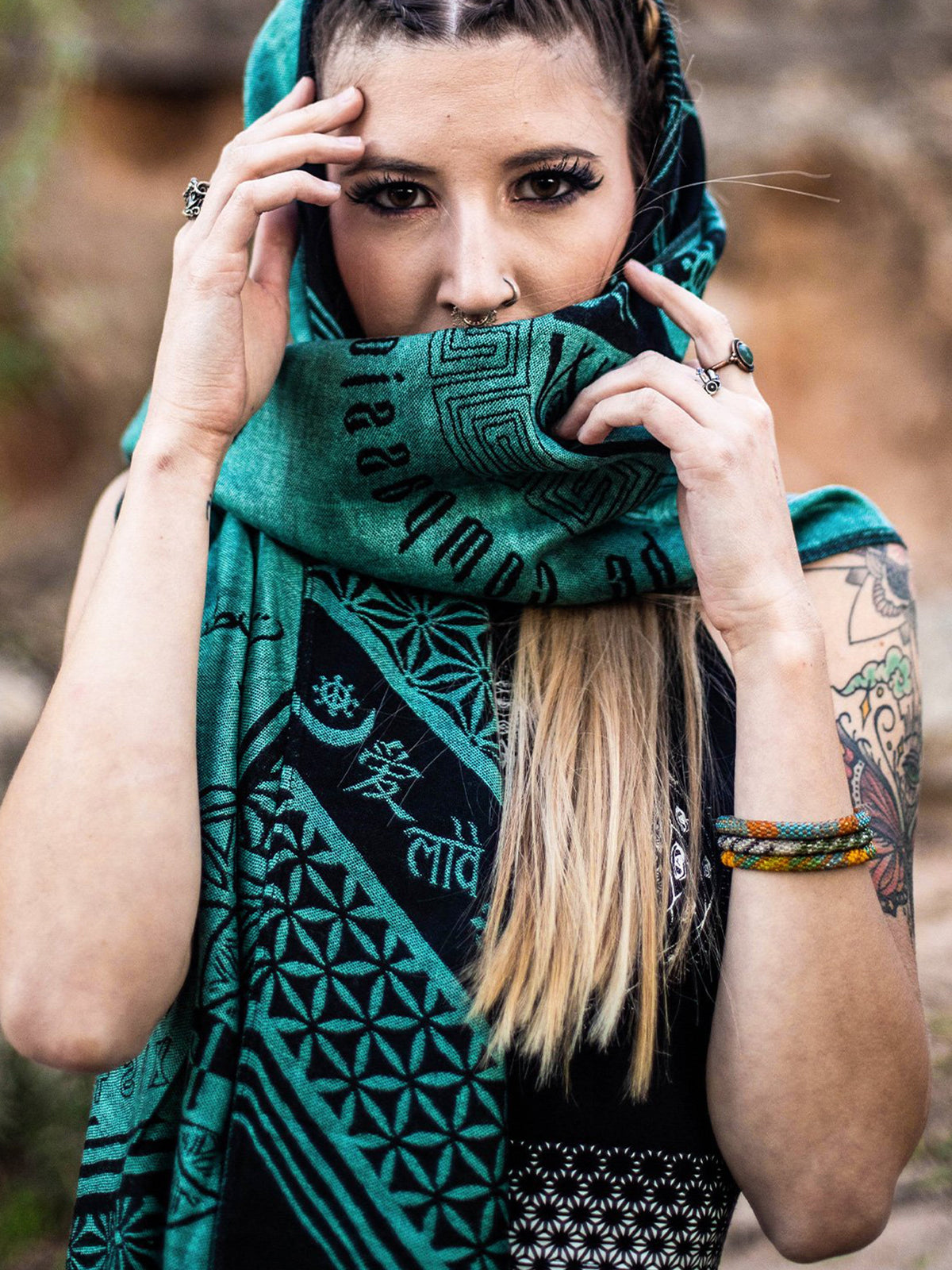 RESTOCKED ✦ LOVE IS LAW ✦ AQUAMARINE ✦ Reversible Festival Shawl/Scarf Shawls 