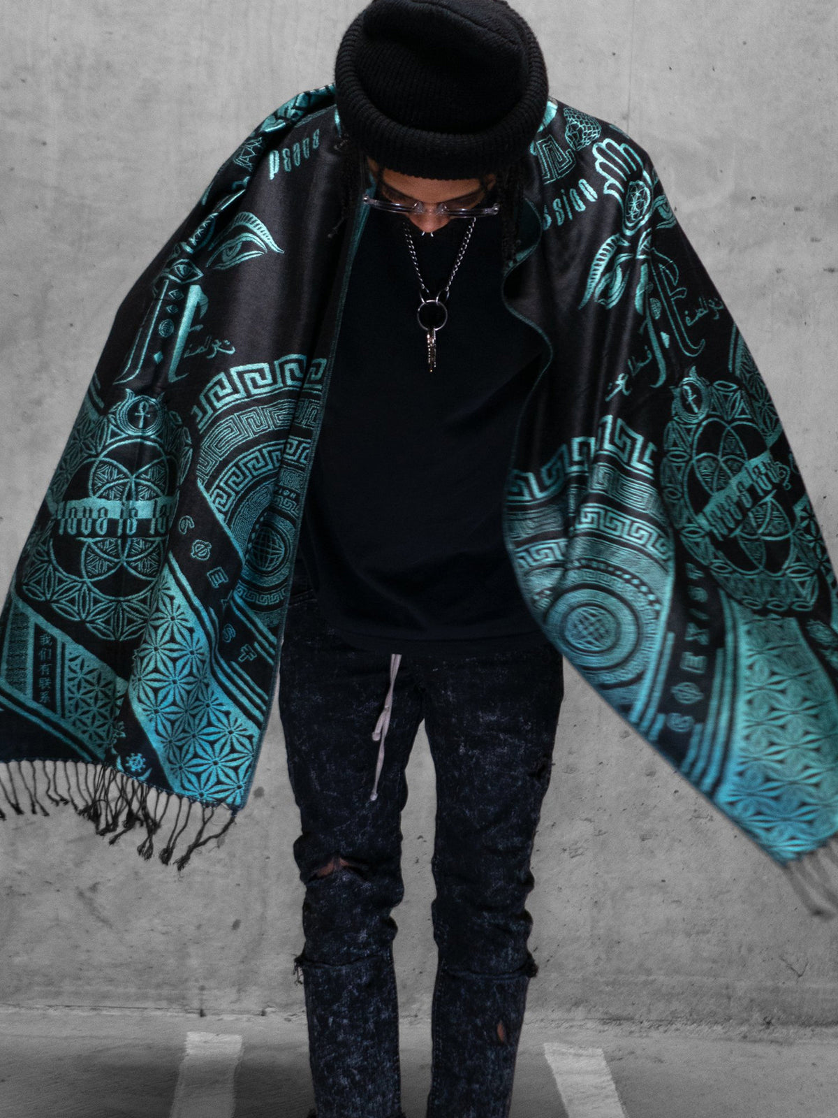 RESTOCKED ✦ LOVE IS LAW ✦ AQUAMARINE ✦ Reversible Festival Shawl/Scarf Shawls 