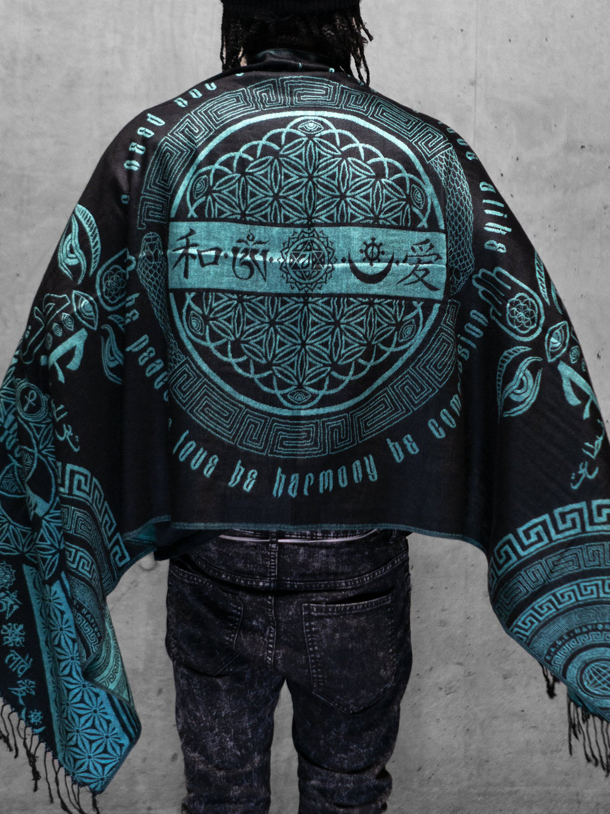 RESTOCKED ✦ LOVE IS LAW ✦ AQUAMARINE ✦ Reversible Festival Shawl/Scarf Shawls 
