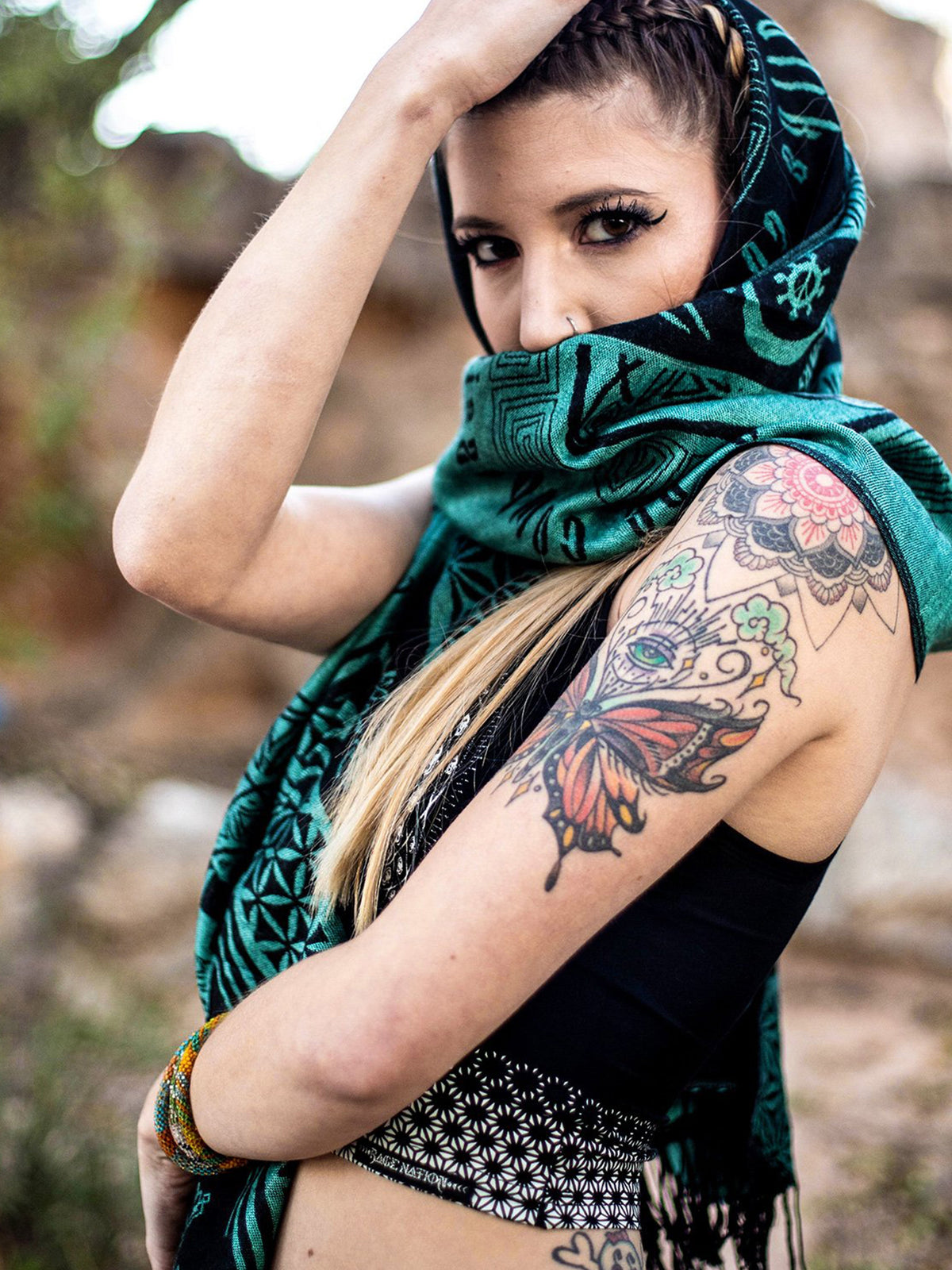 RESTOCKED ✦ LOVE IS LAW ✦ AQUAMARINE ✦ Reversible Festival Shawl/Scarf Shawls 